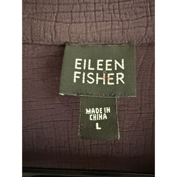 Eileen Fisher Textured Rayon & Silk Purple Blazer Size L Blouse With Pockets - Picture 3 of 13